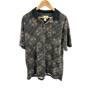 Island Blue Mens Palm‎ Leaf Print Polo Shirt XL Short Sleeve Casual Golf